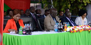 TSC CEONancy Macharia, Bellio Kipsang CS Education Prof George Magoha and other Education while releasing 2019 KCPE results on December 18, 2019