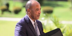 Nyandarua County Governor Francis Kimemia at Kenya School of Government (KSG), Lower Kabete in Kiambu during a Consultative Devolution meeting. Thursday, February 20, 2020