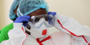 A medical practitioner dressed in protective gear at Coronavirus isolation and treatment facility in Mbagathi District Hospital on Friday, March 6, 2020.