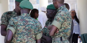 National Youth Service (NYS) Officers at the coronavirus isolation and treatment facility in Mbagathi District Hospital on Friday, March 6, 2020