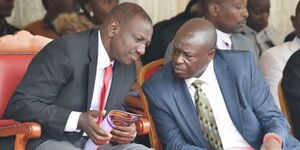 Deputy President William Ruto with Mathira MP Rigathi Gachagua during a past event