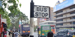 20201021-BOXRAFT-Matatu Bus Stop Sign at GPO Stage, Along Kenyatta Avenue in Nairobi. Monday, October 21, 2019