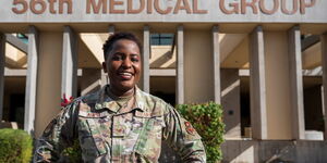 US soldier with Kenyan roots, Winnie Adipo, at the Luke Air Force Base in Arizona, US.