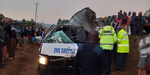 2NK Matatu involved in an accident along Eldoret-Webuye road on Sunday January 2, 2022