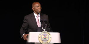 President William Ruto gives a speech at the Kenya National Drama Festival State Concert at State House, Nairobi, on June 2, 2023.