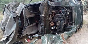 A Land Rover in Tiaty Sub-county rolled several times around Ng'inyang junction along Loruk -Chemolingot highway on Tuesday, October 4, 2022.