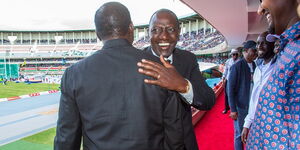 President Willaim Ruto and Former Prime Minister Raila Odinga at Kasarani Stadium on May 13, 2023.