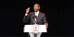 President William Ruto gives a speech at the Kenya National Drama Festival State Concert at State House, Nairobi, on June 2, 2023.