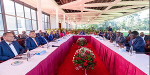 President William Ruto and section of his cabinet meeting with private sector players at State House Nairobi on March 12, 2023.