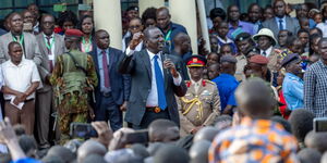 President William Ruto speaking in Bungoma County on May 30, 2023.