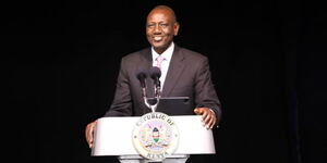 President William Ruto gives a speech at the Kenya National Drama Festival State Concert at State House, Nairobi, on June 2, 2023.