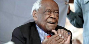 Veteran politician Charles Njonjo posing for a photo 