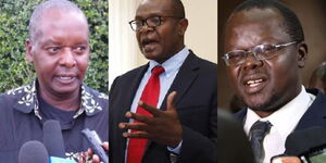 A collage of former Kipipiri MP Amos Kimunya, Governor elect for Busia Paul Otuoma and Migori Governor-elect Ochilo Ayacko.