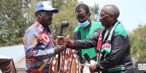 ODM Party Leader Raila Odinga being endorsed by Njuri Njeke in Meru on July 27, 2022