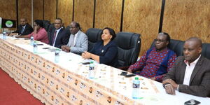 All IEBC commissioners meet candidates from areas where election was postponed at Bomas of Kenya on August 22, 2022