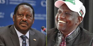 A collage of Raila Odinga (left) and DP William Ruto