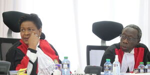 Hon. Lady Justice Njoki Ndung’u and Hon Justice William Ouko hearing petitions at the Supreme court on August 31, 2022
