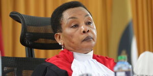 Deputy Chief justice Philomena Mwilu hearing responses to petitions at the Supreme court on Septem