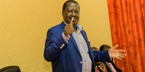 ODM leader Raila Odinga at a meeting with Maa leaders at Maasai Lodge, Narok, on Monday, February 17, 2020