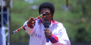 Narok Senator Ledama ole Kina speaks at Narok County's Building Bridges Initiative rally on Saturday, February 22, 2020