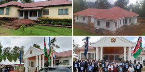 A collage of Kisii State Lodge during various phases of renovation