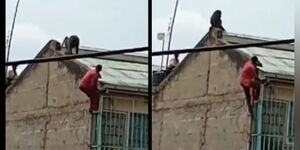 An image of a matatu driver falling from an apartment building 