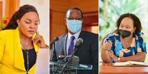 A Collage of Kirinyaga Woman Rep Wangui Ngirici, Interior PS Karanja Kibicho and Governor Anne Waiguru.