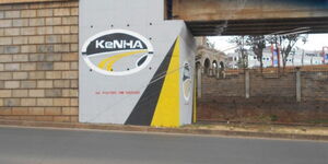 A Kenya National Highways Authority (KeNHA) sign on a highway.
