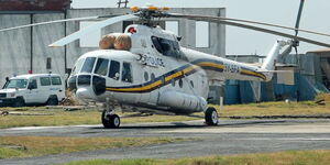 A Kenya Police Helicopter at Wilson Airport in Nairobi.