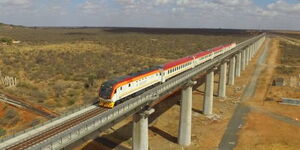 A Standard Gauge Railway (SGR) train while in transit.