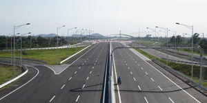 A aerial image of a dual carriage highway.