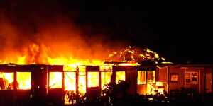 A building on fire in Kenya
