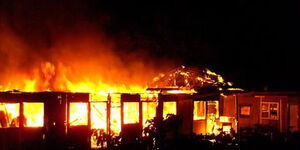 Undated file image of a building on fire 