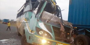 A bus involved in an accident along Narok-Bomet road on June 3, 2022