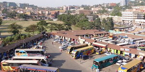 A bus stage at Namayiba in Kampala City, Uganda.