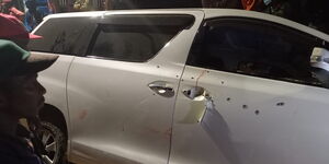 A car belonging to businessman Dennis Mbae fired with bullets on the night of Wednesday, June 8, 2022.