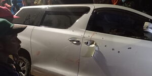 A car belonging to businessman Dennis Mbae fired with bullets on the night of Wednesday, June 8, 2022.
