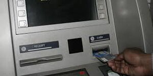 A client using an ATM.
