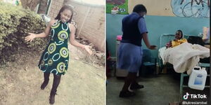 A collage of KMTC student nurse Lukresia Robai and a snipet of her dancing for a patient in hospital.jpg