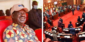 A collage of Azimio leader Raila Odinga and the Nairobi County Assembly.jpg