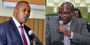 A collage of DCI boss George Kinoti and IEBC Chairman Wafula Chebukati.