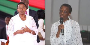 A collage of First Lady Rachel Ruto (left) and her Chief of Staff Nancy Salamba (right)