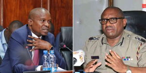 A collage of Interior Cabinet Secretary Kithure Kindiki (left) and Inspector General Japhet Koome (right)