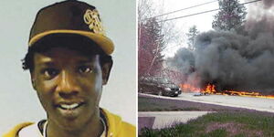 A collage of Isaiah Otieno and the chopper carnage