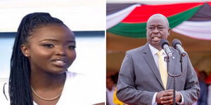 A collage of Ivy Chelimo (left) and Deputy President Rigathi Gachagua