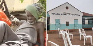 A collage of Joseph Mureithi on the streets of Kiambu town (left) and a building at the Kiambu Level 5 Hospital (right)
