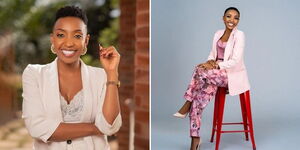 A collage of Kameme Tv Journalist and Show Host Agnes Nonsizi