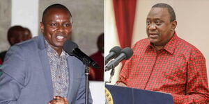 A collage of Kikuyu MP Kimani Ichung'wah (left) and former President Uhuru Kenyatta (right)