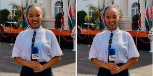 A collage of Liz Jackson, a journalist at SPM Buzz, at State House on Wednesday, November 9, 2022