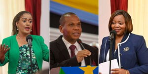 A collage of Nairobi Woman Rep Esther Passaris (left), Tana River Senator Danson Mungatana (centre) and Nyeri Woman Rep Rahab Mukami (right)